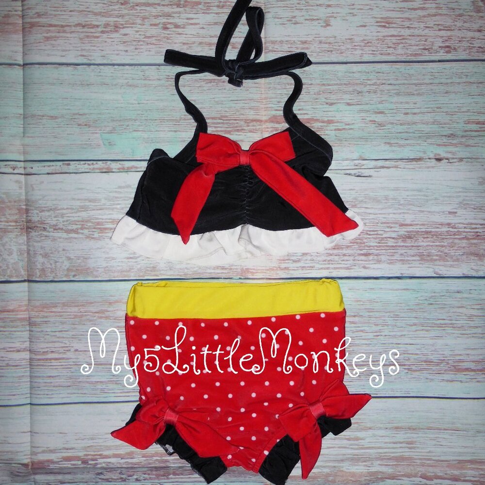 Boutique Minnie Mouse Ruffle Bikini Swimsuit